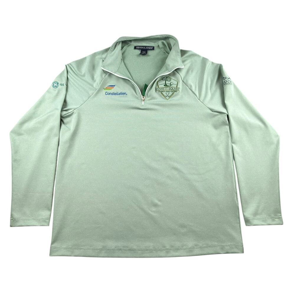 Devon & Jones DG480 Men’s Quarter Zip Golf Pullover Green Micro Stripe Size M